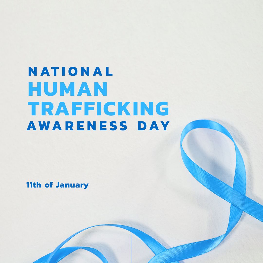 National Human Trafficking Awareness Day Background with Blue Ribbon