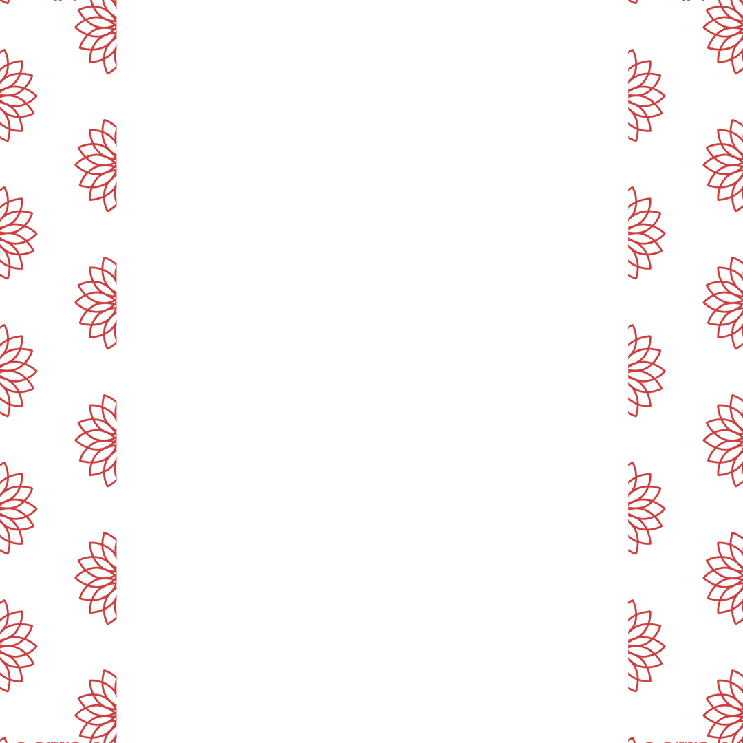 Decorative red rosettes pattern on transparent background design