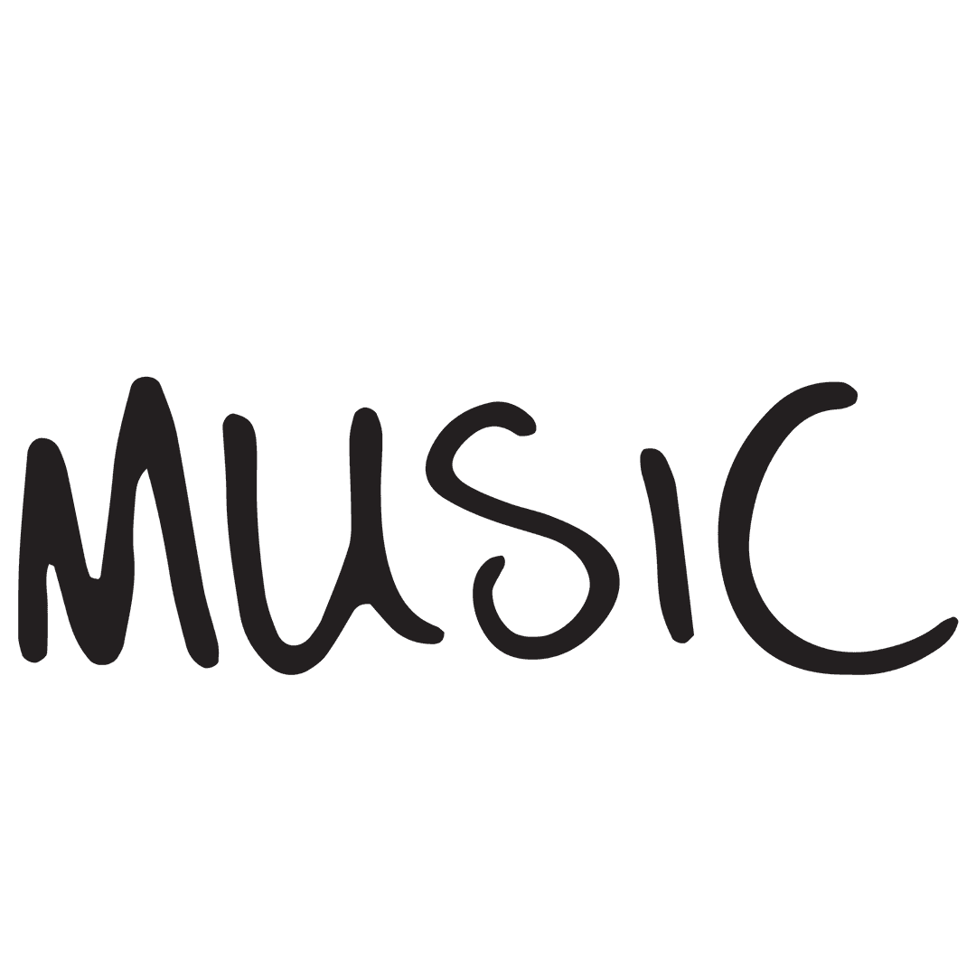 Stylish Music Text Graphic on Transparent Background