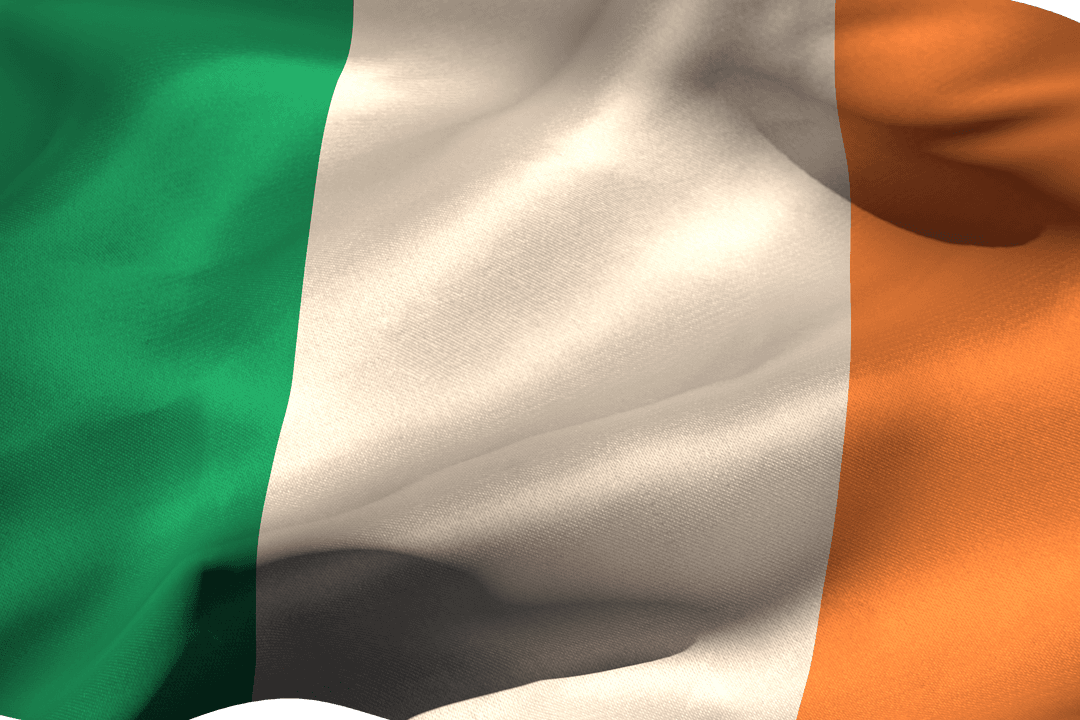 Waving Irish Flag on Transparent Background Illustration