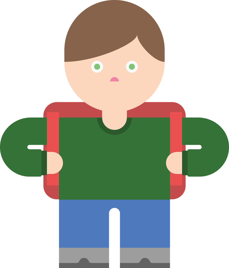 Transparent Illustration of Caucasian Boy with Backpack