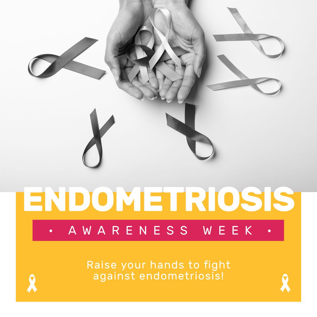 Endometriosis Awareness and Support Symbolized by Ribbons