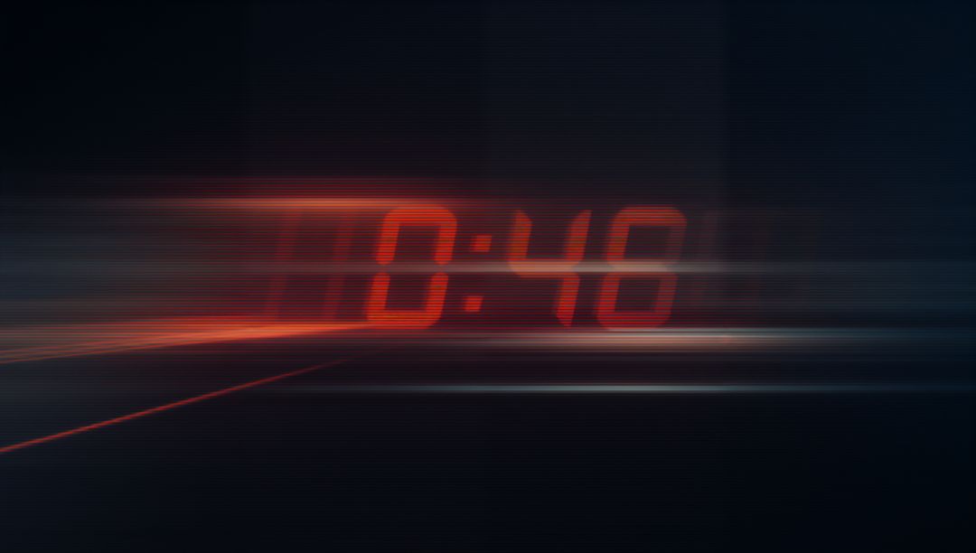 Futuristic Glitchy Red Digital Countdown Timer Interface
