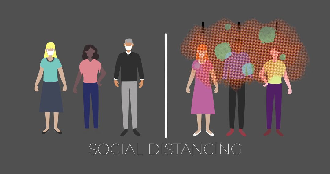 Concept of Social Distancing with People and Coronavirus Illumination - Free Images, Stock Photos and Pictures on Pikwizard.com