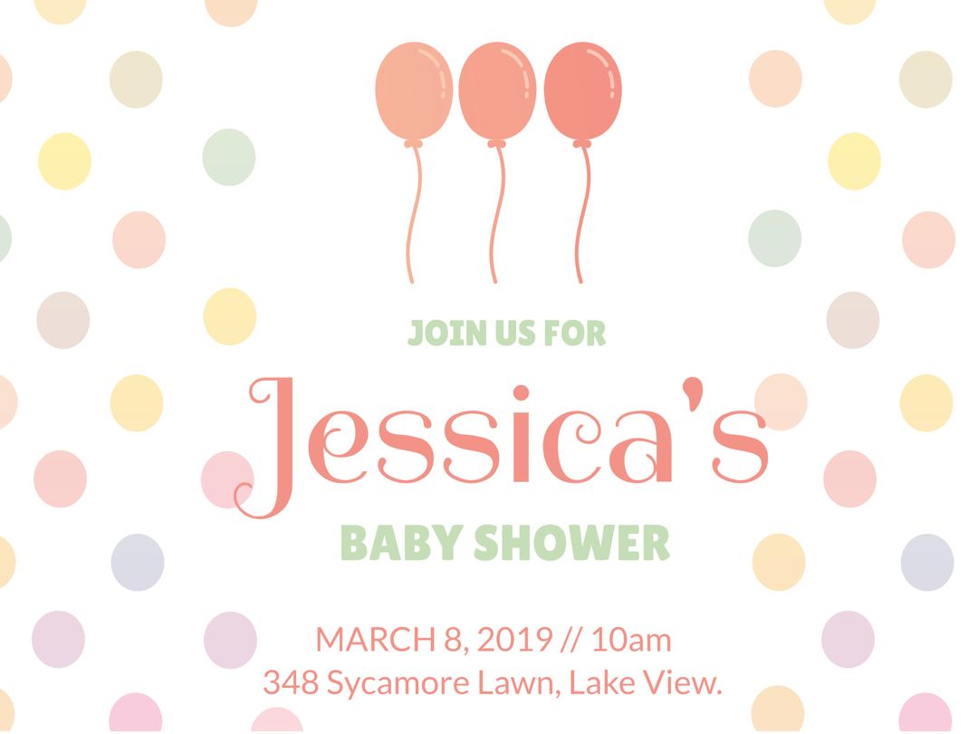 Pastel Baby Shower Invitation with Balloons and Dots - Download Free Stock Templates Pikwizard.com