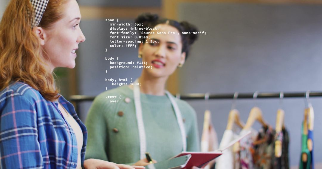 Creative Office Conversation and Digital Interface Overlay