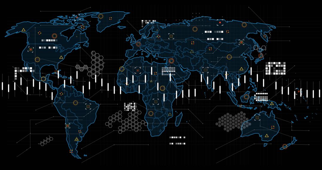 Global Data Connections on Digital World Map Interface
