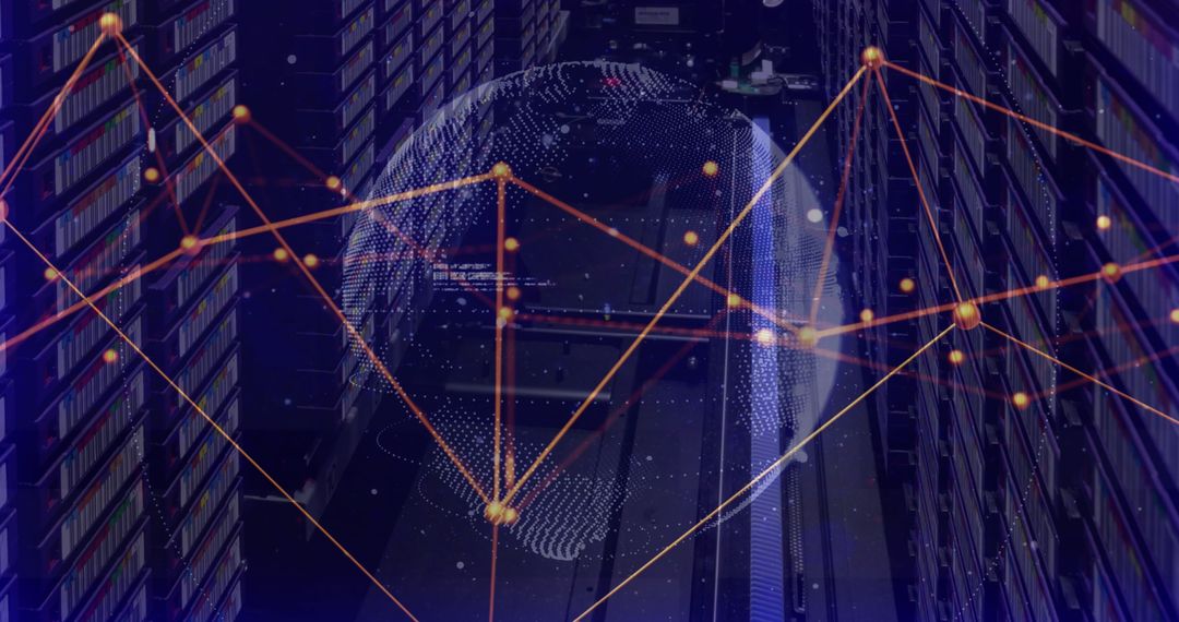 Digital Globe and Data Network Over Modern Server Room