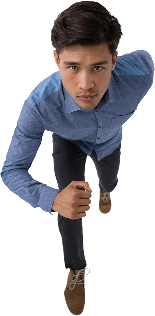 Transparent Businessman Running Forward with Determination