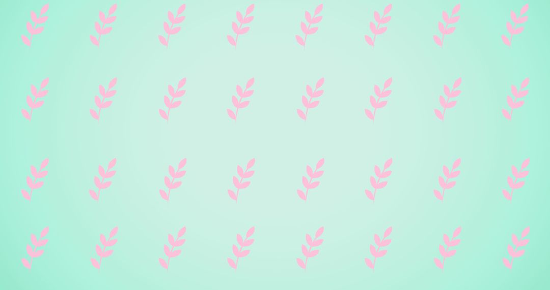 Pastel Pink Leaves Pattern on Light Blue