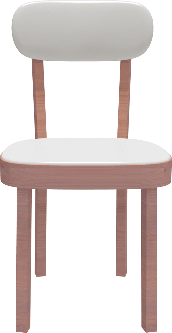 Transparent Simple Wooden Chair with White Padded Seating Overview