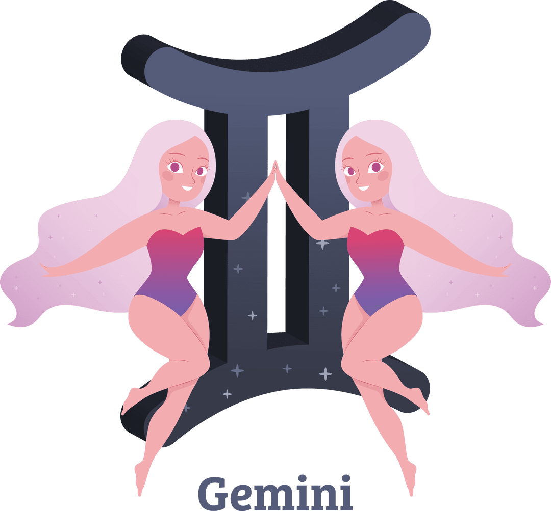 Gemini Zodiac Symbol Twins Illustration on Transparent Background