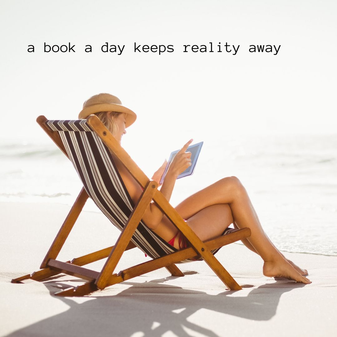 Woman Relaxing on Beach Chair with Book Enhancing Vacation
