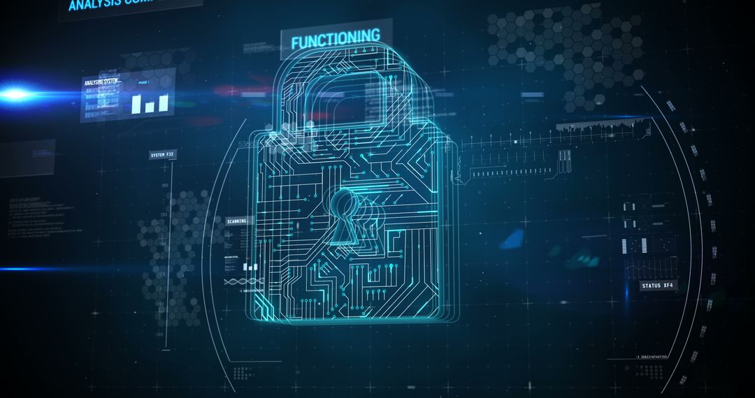 Futuristic Digital Padlock in Cybersecurity Concept