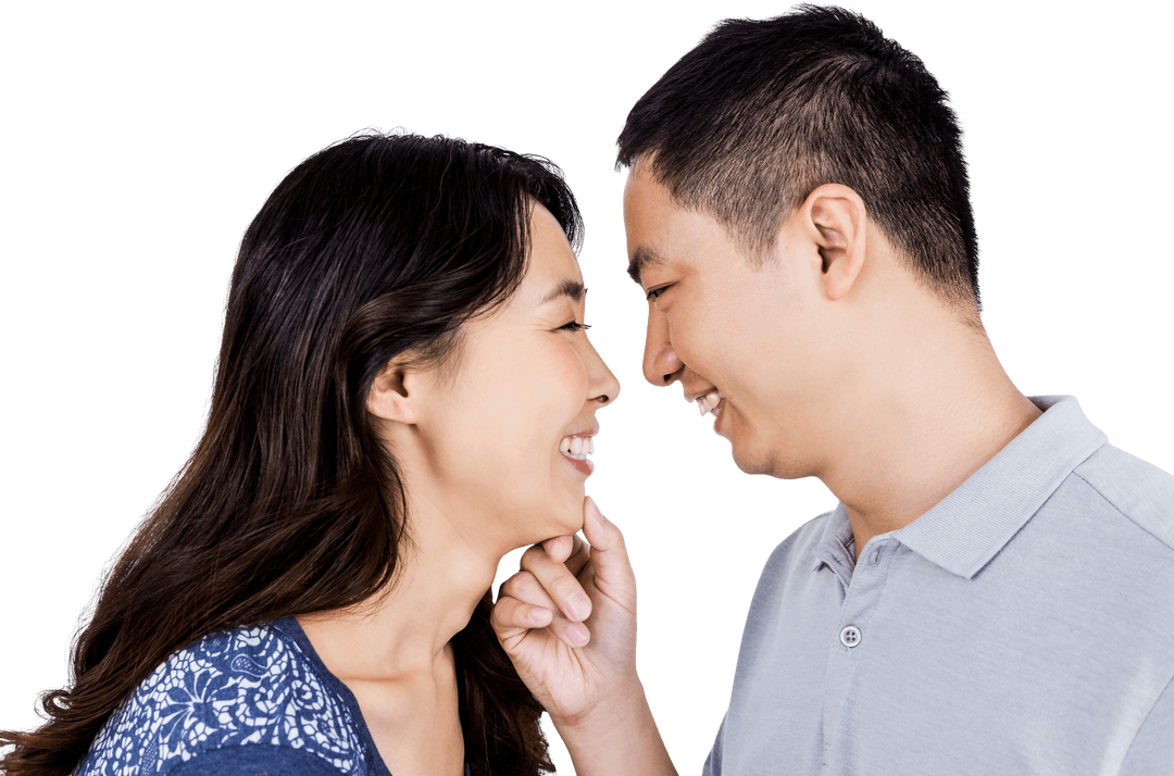 Loving Couple Sharing Tender Moment on Transparent Background
