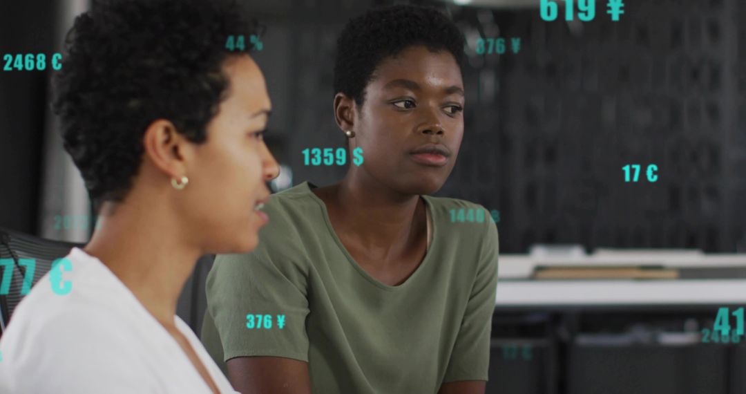 Focused Businesswoman Analyzing Digital Data in Modern Office Setting