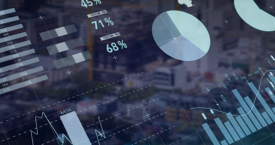 Futuristic Digital Data Interface Over Urban Landscape