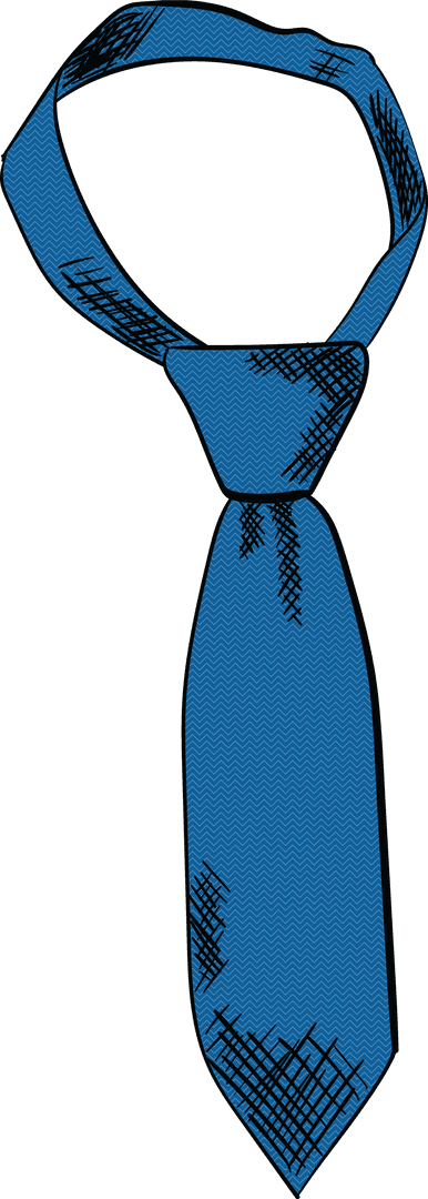 Digital Illustration of Blue Neck Tie with Transparent Background