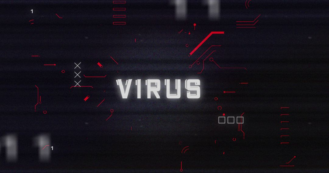Digital Glitch Screen with Virus Warning