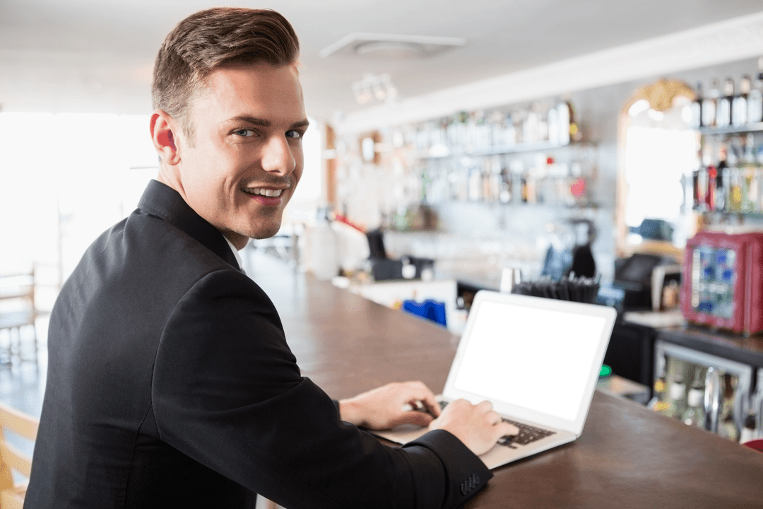 Transparent Background Businessman Using Laptop