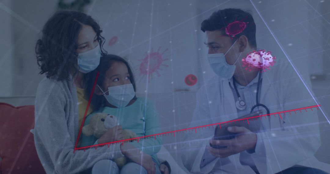 Consulting Physician Assisting Mother and Child with Digital Tool