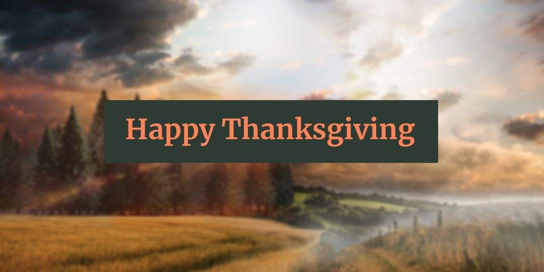 Happy Thanksgiving Message on Autumn Landscape