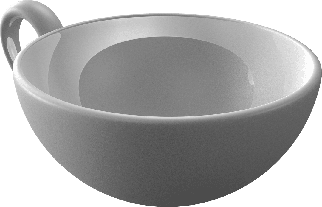 Close-up of Sleek Gray Tea Cup Transparent Background