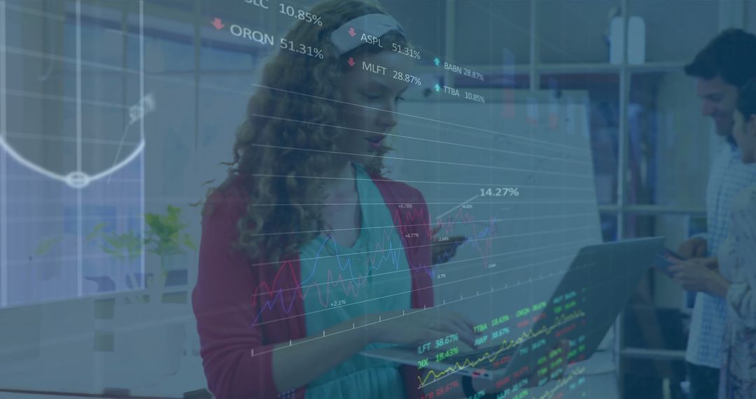 Financial Analysis with Digital Interface in Modern Office