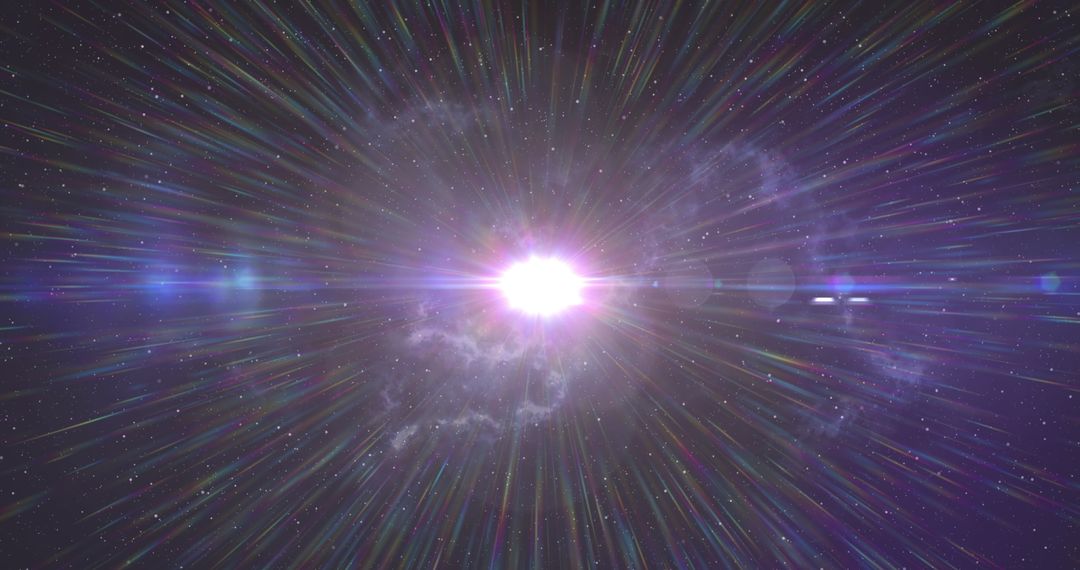 Radiant Star Erupting with Multicolored Stellar Rays in Vast Cosmos