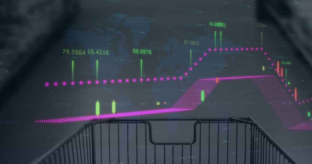 Financial Data Overlay with Shopping Trolley Concept