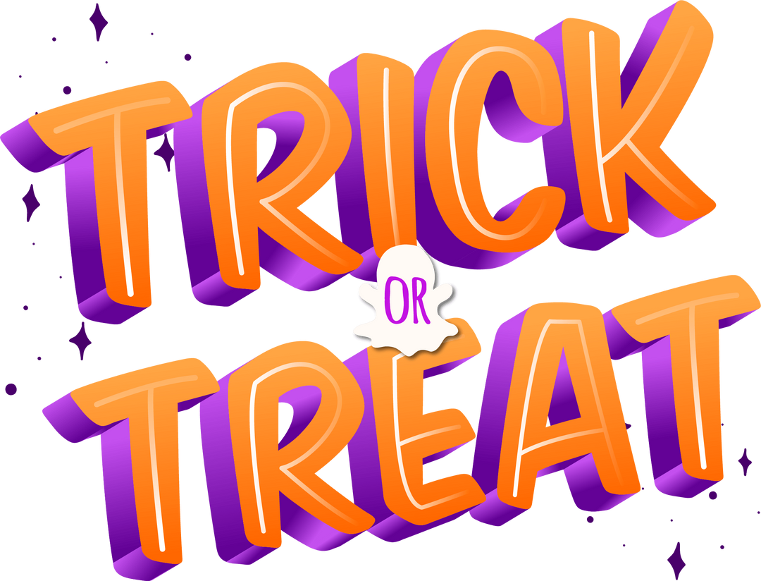 Bright Trick or Treat Halloween Banner Text Illustration on Transparent Background - Download Free Stock Images Pikwizard.com