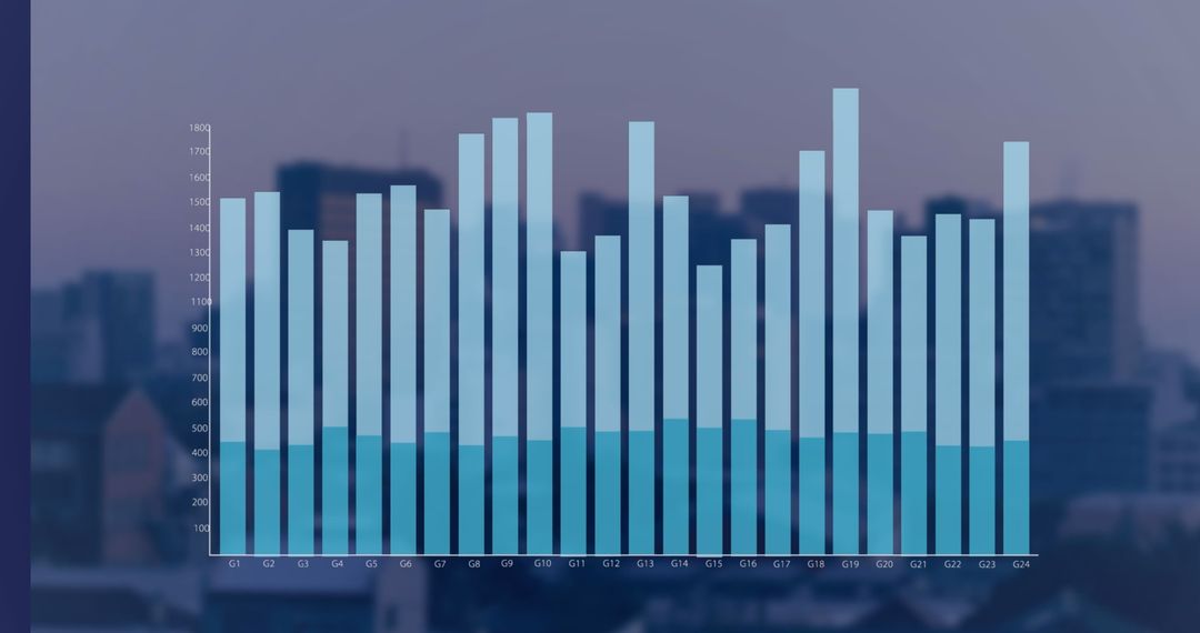 Animated bar chart displaying data analytics and processing