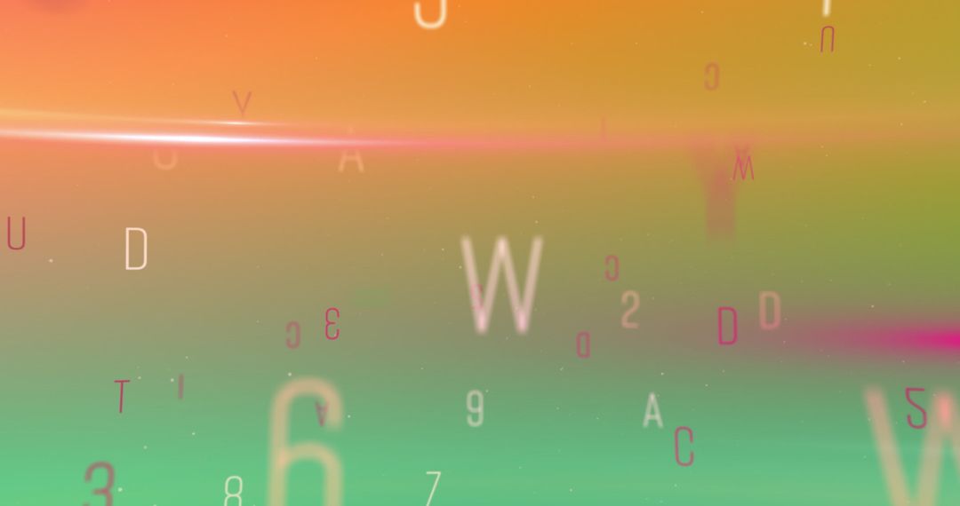 Floating Alphabets and Numbers on Gradient Background