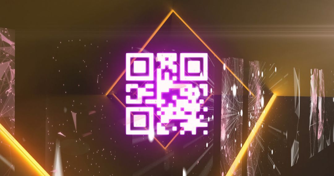 Futuristic Neon Pink QR Code Digital Interface