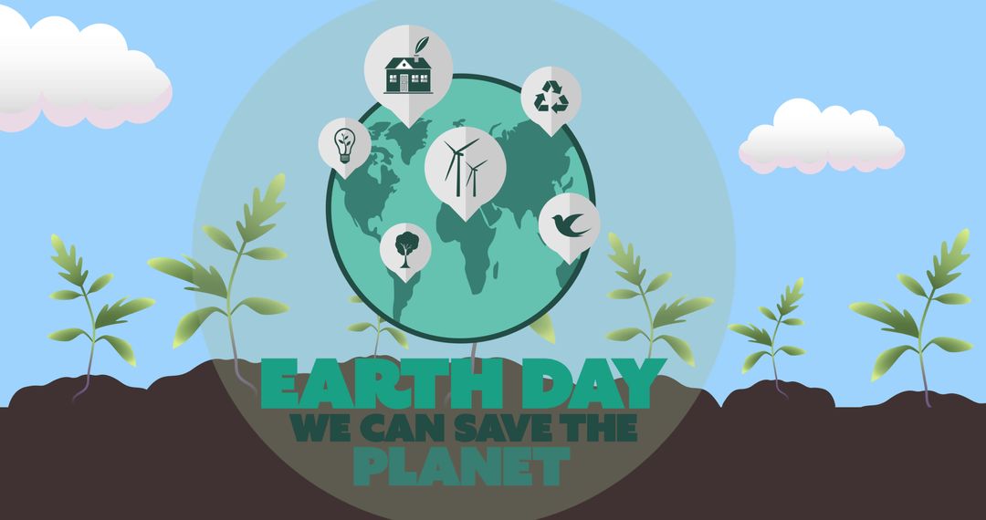 Earth Day Awareness with Globe and Environmental Icons