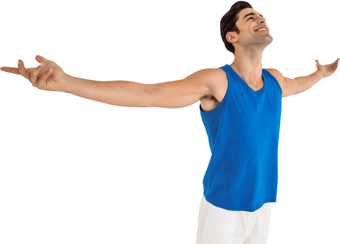 Transparent Athlete Celebrating With Arms Outstretched After Victory