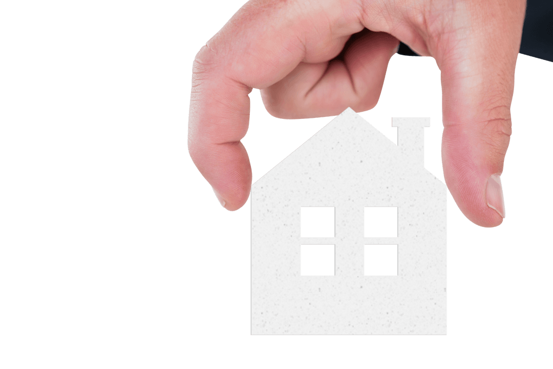 Hand Holding House Model on Transparent Background for Real Estate Ideas