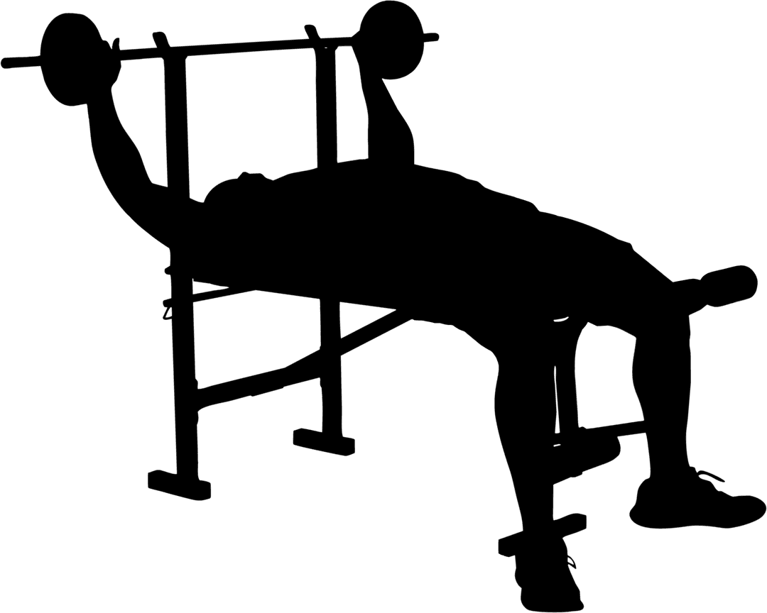 Silhouette of Athlete Exercising with Weight on Transparent Background