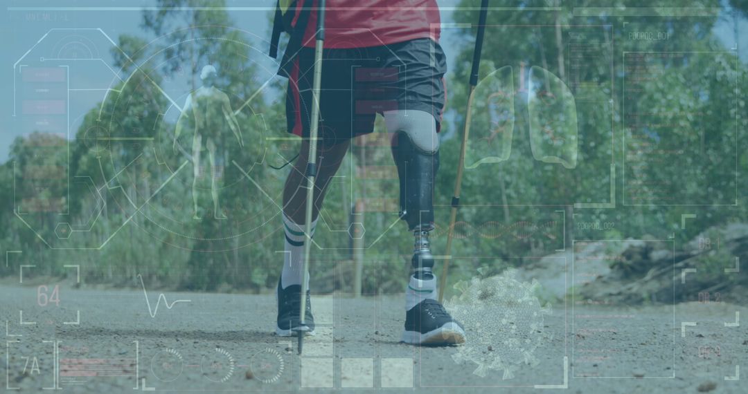 Athlete with Prosthetic Leg Integrating Technology