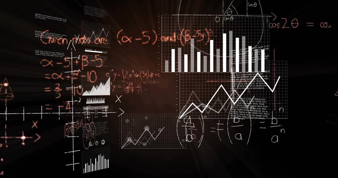 Virtual Interface with Math Formulas and Data Visualization Graphics
