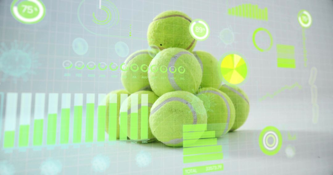 Futuristic Digital Visualization of Tennis Data with Neon Green Balls