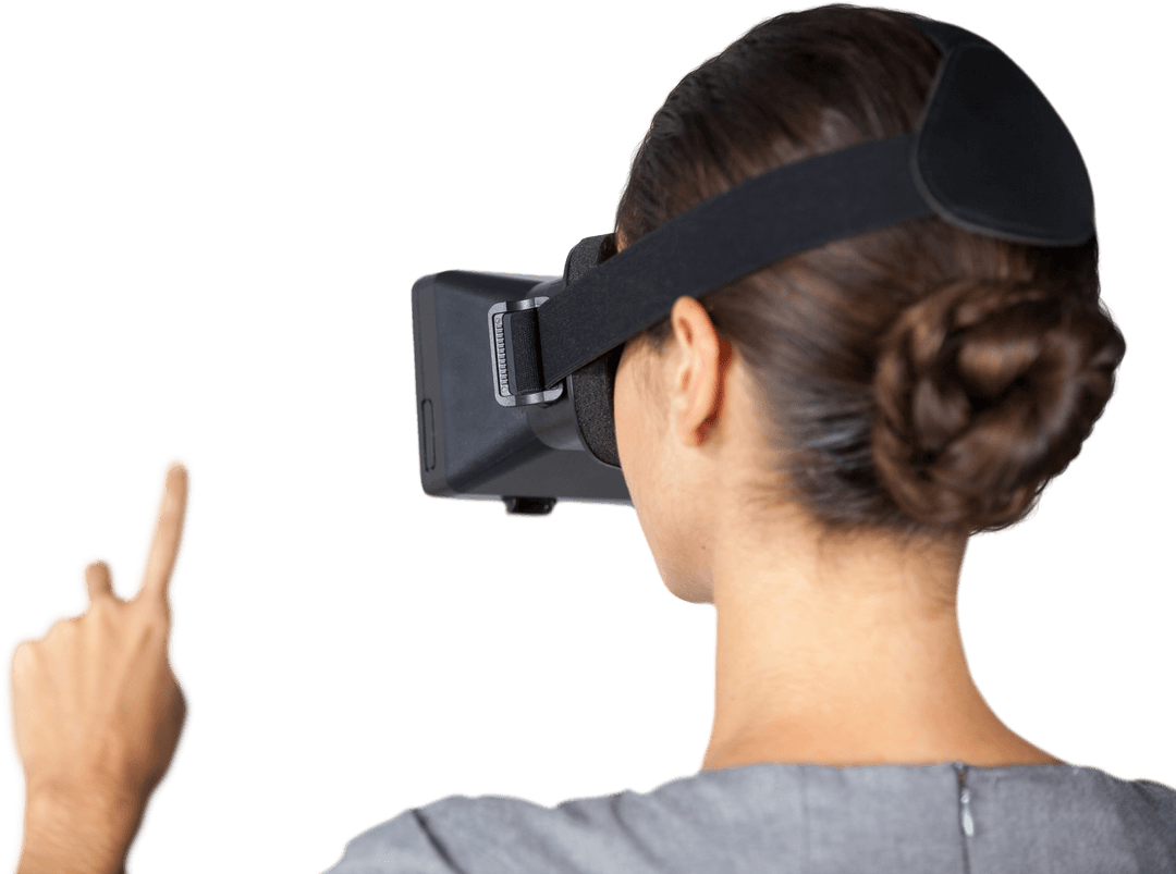 Woman Using Virtual Reality Glasses Transparent Background