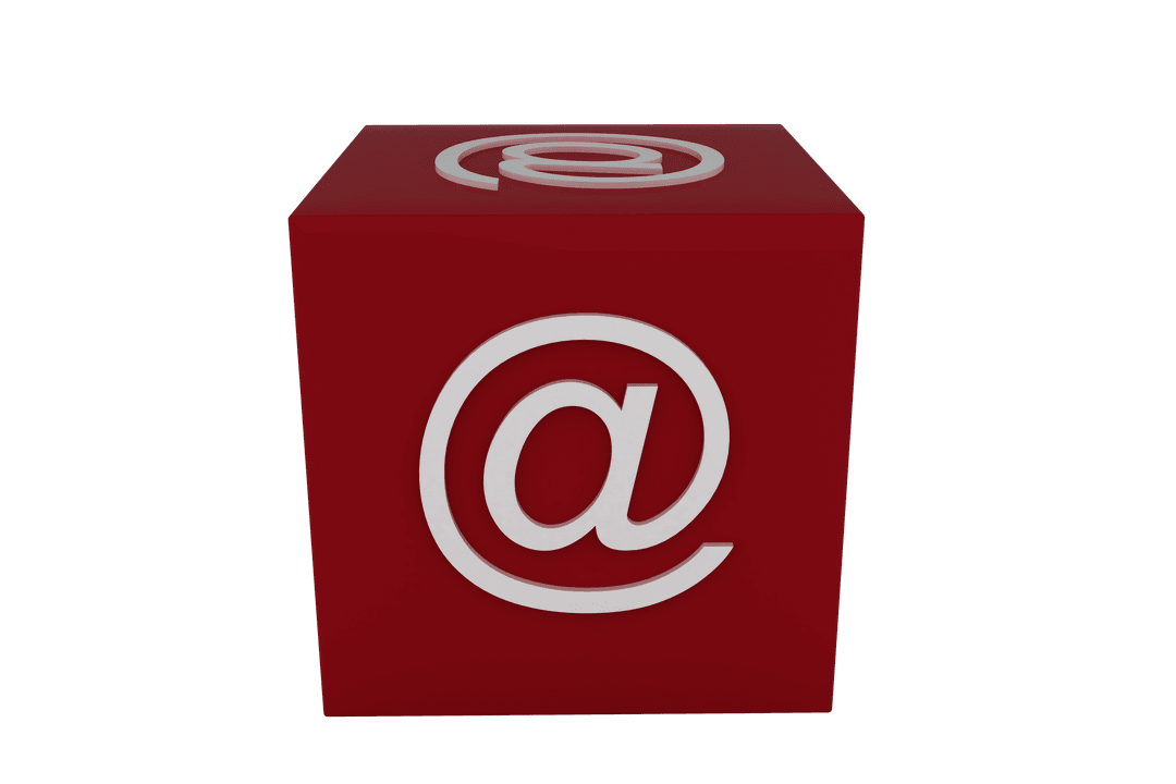 Red Cube with Transparent Email Symbol for Branding