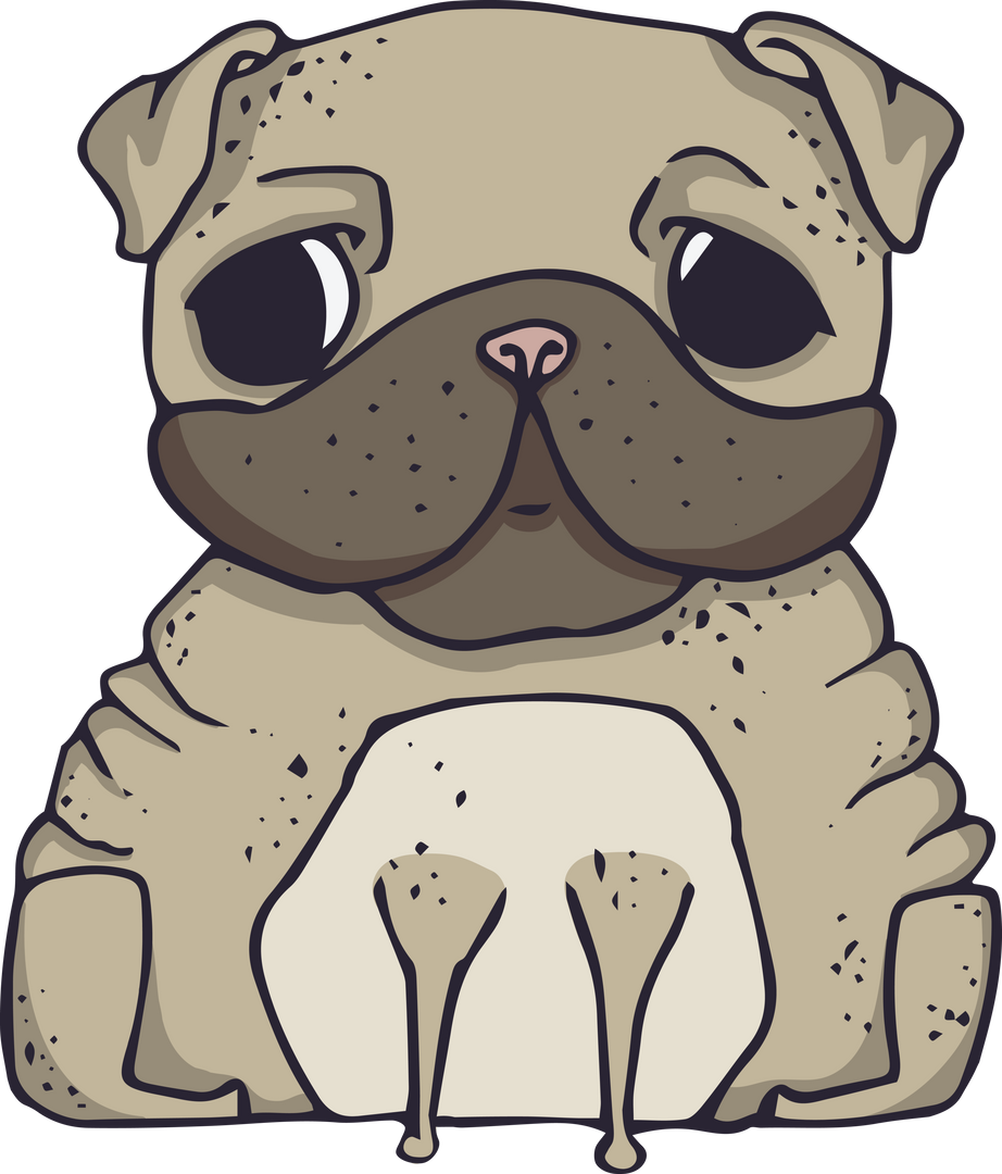 Vector Illustration of Cute Sitting Pug with Transparent Background - Download Free Stock Images Pikwizard.com