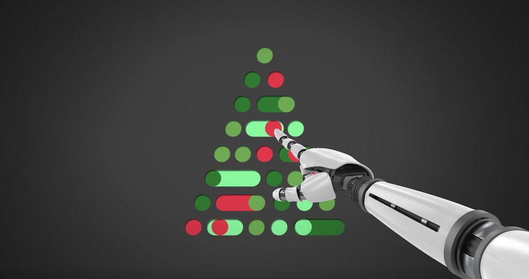 Robotic Arm Engaging with Digital Christmas Tree Holiday Innovation