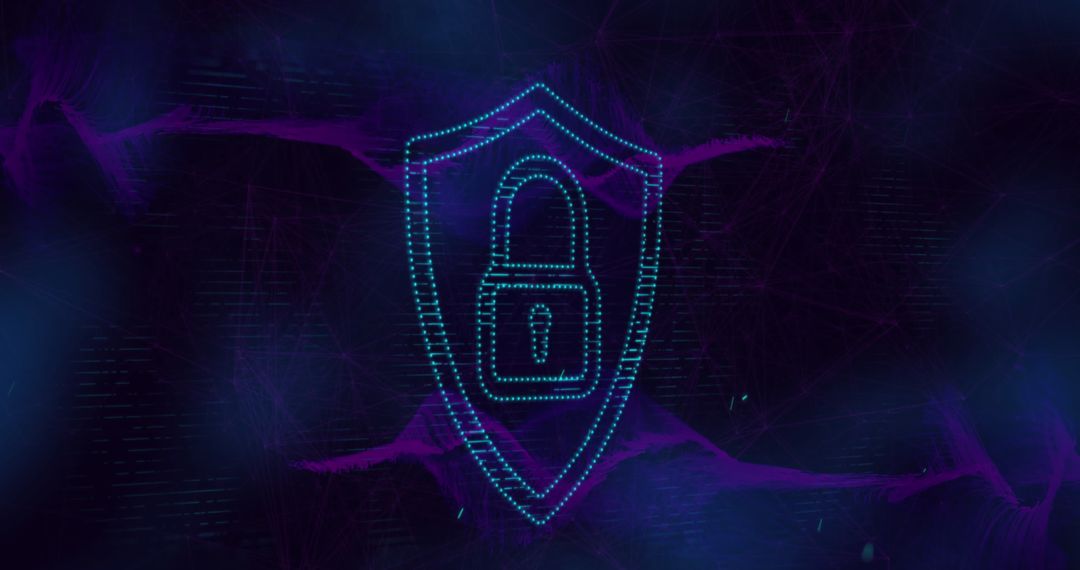 Cyber Security Padlock Icon with Digital Waves