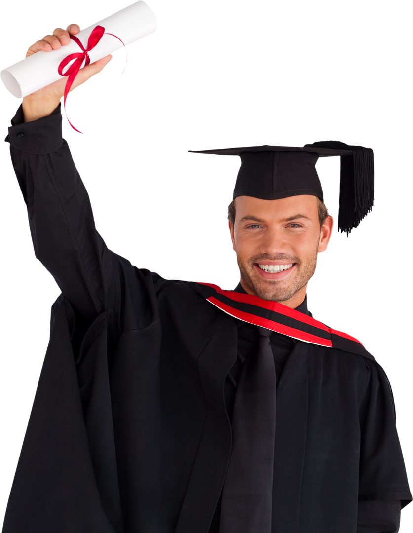 Transparent Image of Happy Graduate Holding Diploma Celebrating Success - Download Free Stock Images Pikwizard.com