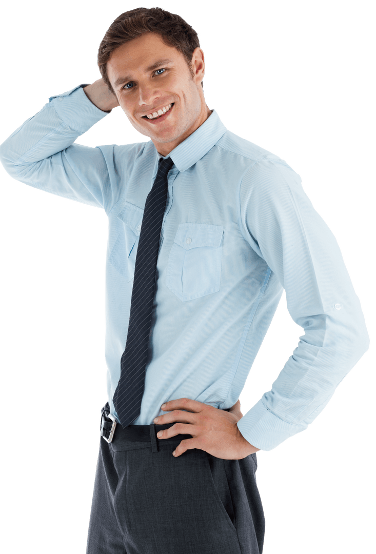 Thinking Businessman in Transparent Background, Reflective Professional