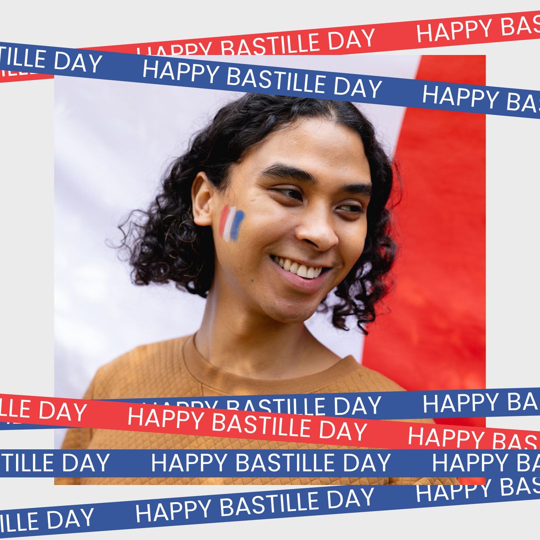 Joyful Celebration of Bastille Day with French Flags Facepaint