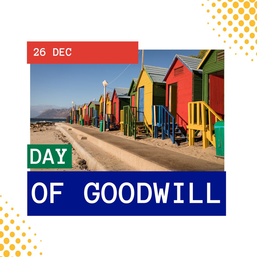 Colorful Beach Bungalows Celebrating Day of Goodwill Message
